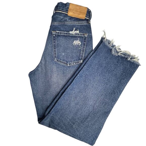 Moussy Vintage Womens Guilford Straight Leg Distressed Jeans size 28 Medium Blue - Picture 3 of 14